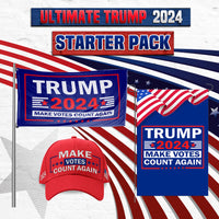 Ultimate Starter Pack - Includes Make Votes Count Again 3 x 5 Flag - Garden Flag - Embroidered Hat