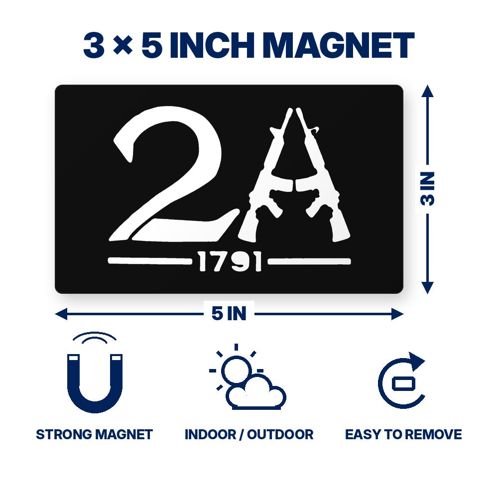 2A 1791 Second Amendment Magnet 3x5 inch size and features