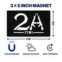 2A 1791 Second Amendment Magnet 3x5 inch size and features