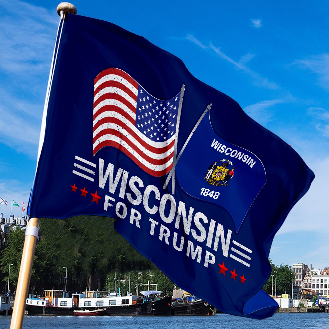 Wisconsin 3 x 5 Flag – Dual Flags