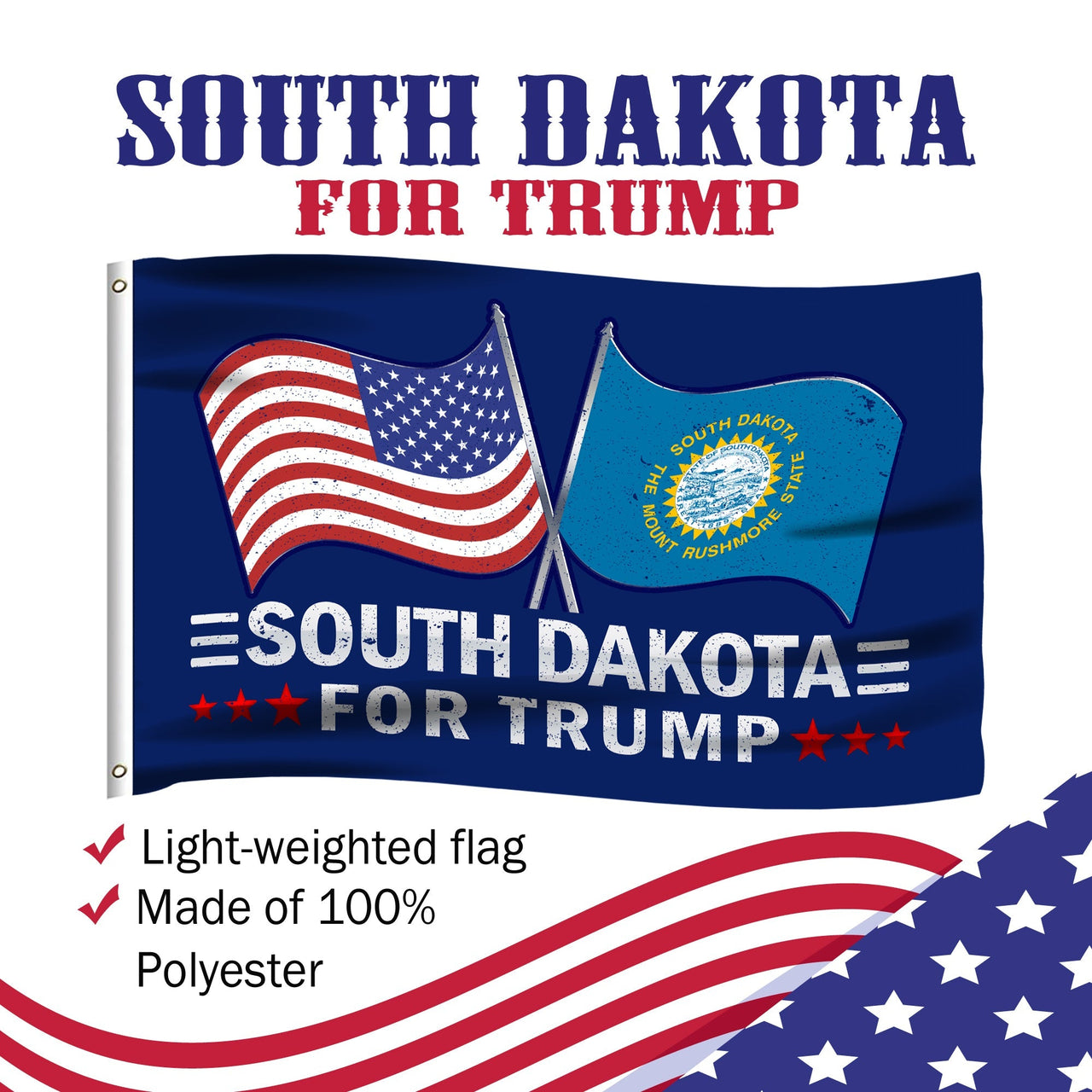 South Dakota 3 x 5 Flag – Dual Flags