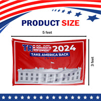 Trump 2024 Take America Back White House 3x5 Flag