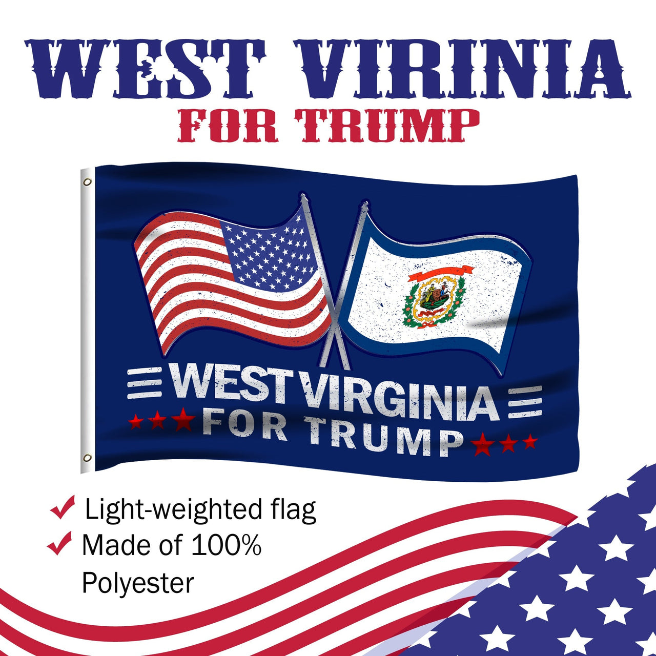 West Virginia 3 x 5 Flag – Dual Flags