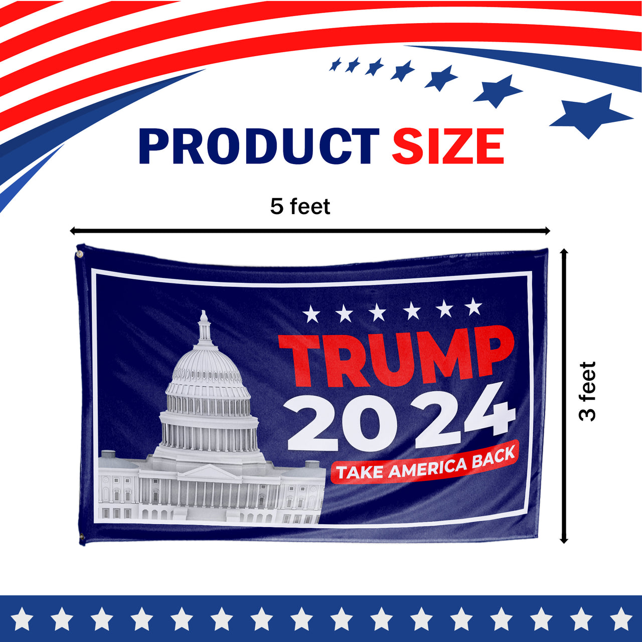 Trump 2024 Take America Back Capitol Building 3x5 Flag