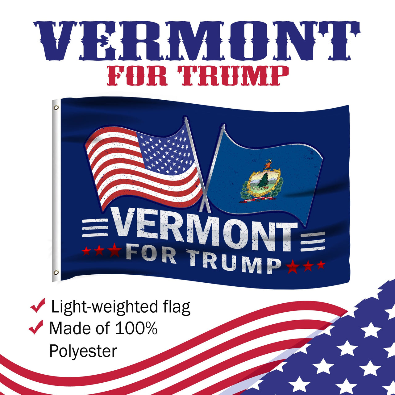 Vermont 3 x 5 Flag – Dual Flags