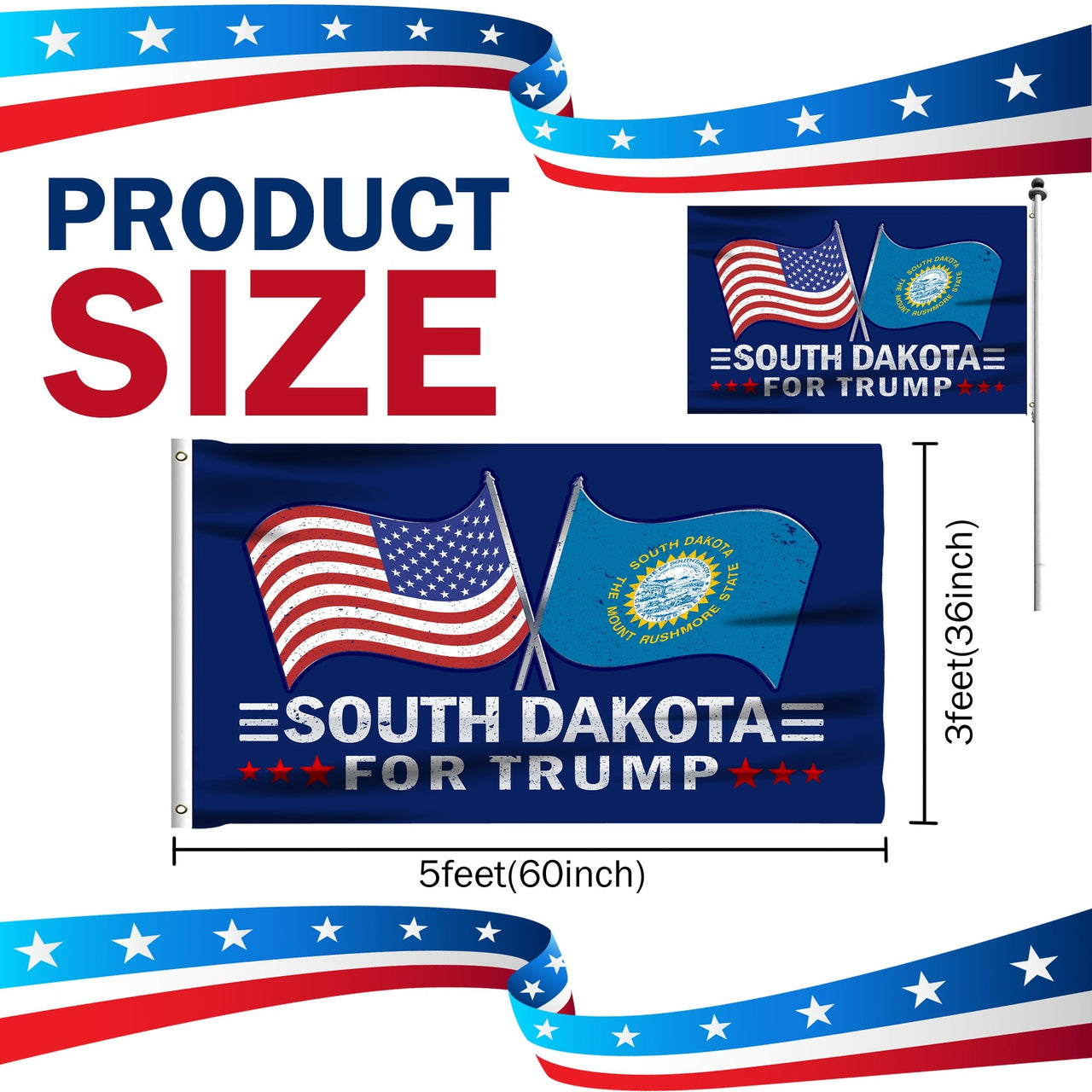 South Dakota 3 x 5 Flag – Dual Flags