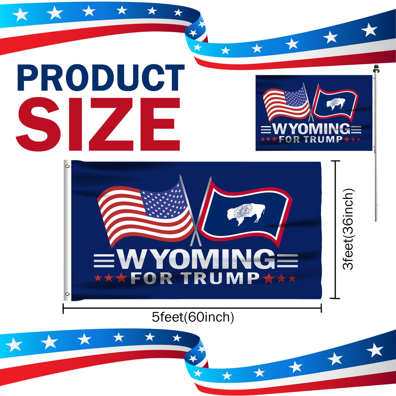 Wyoming 3 x 5 Flag – Dual Flags