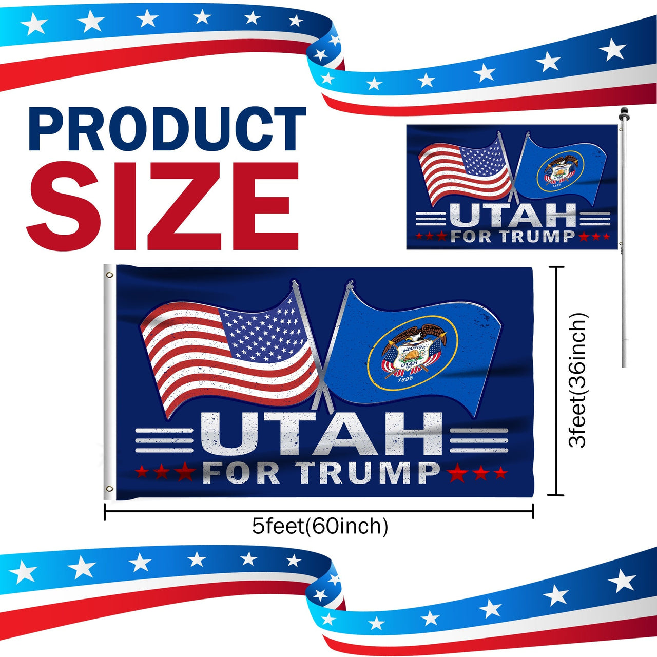 Utah 3 x 5 Flag – Dual Flags