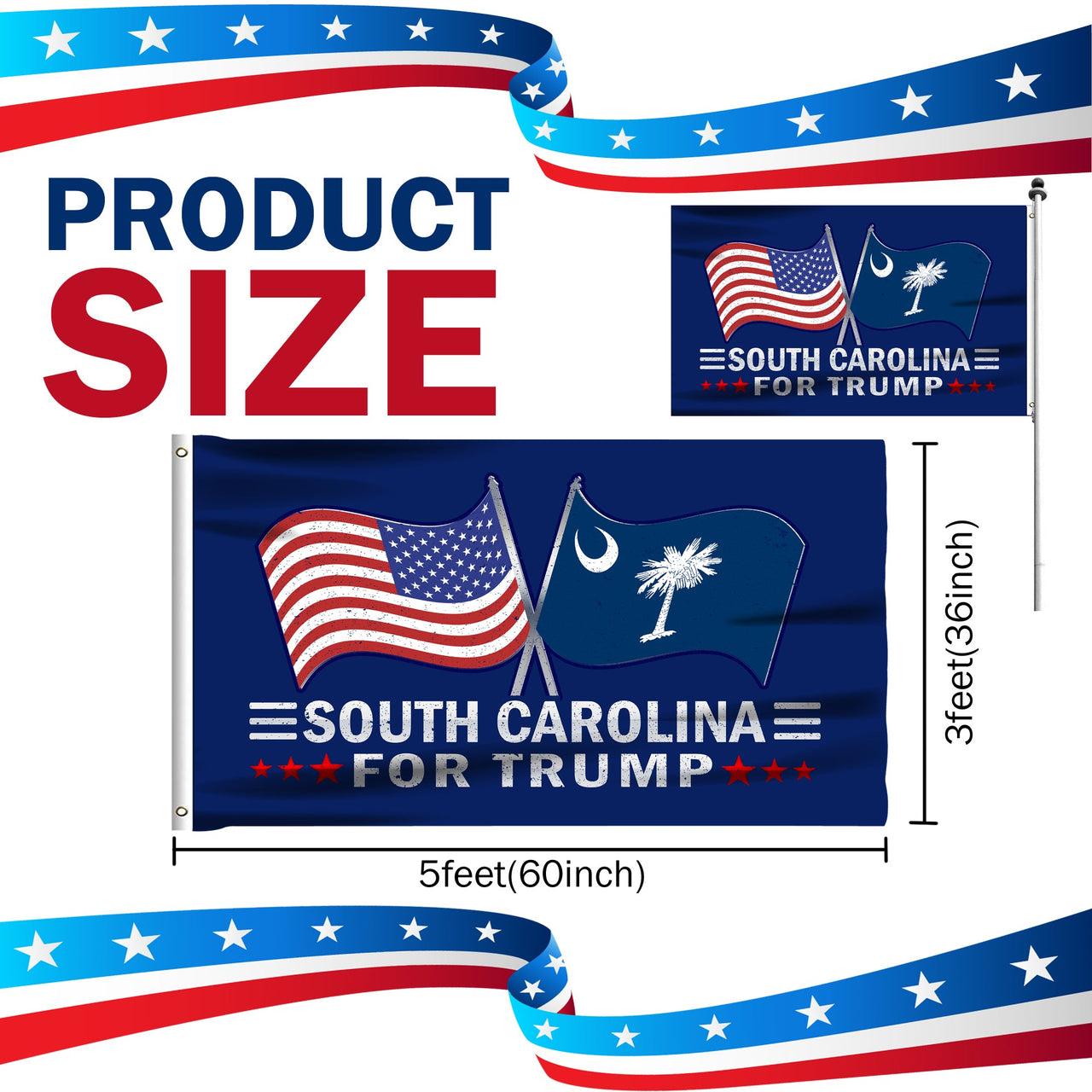 South Carolina 3 x 5 Flag – Dual Flags
