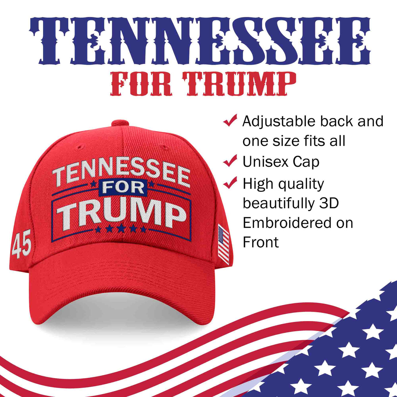 Tennessee Embroidered Red Hat