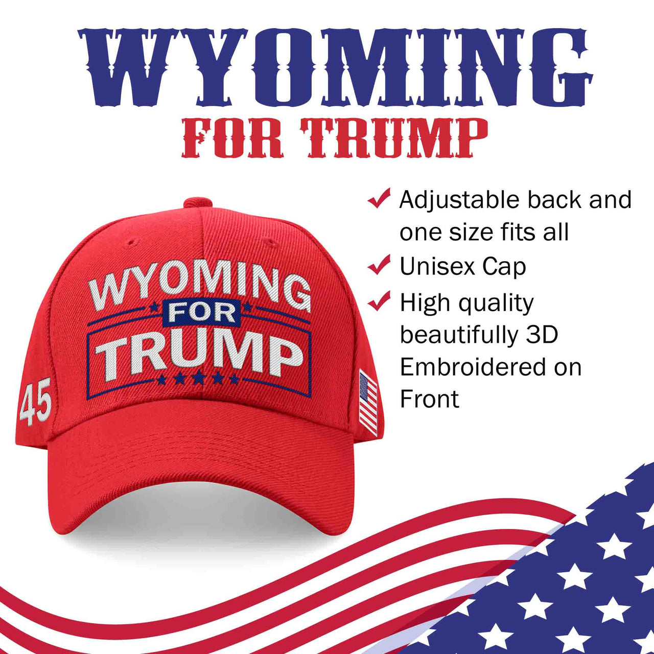 Wyoming Embroidered Red Hat