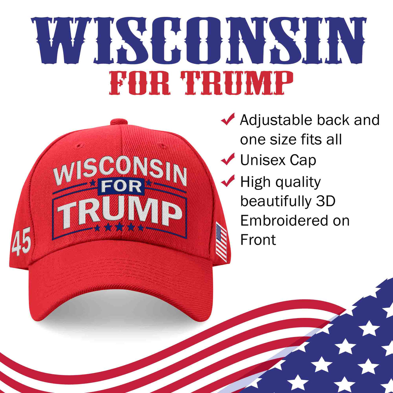 Wisconsin Embroidered Red Hat