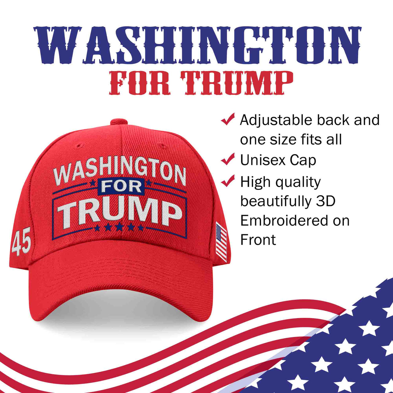 Washington Embroidered Red Hat
