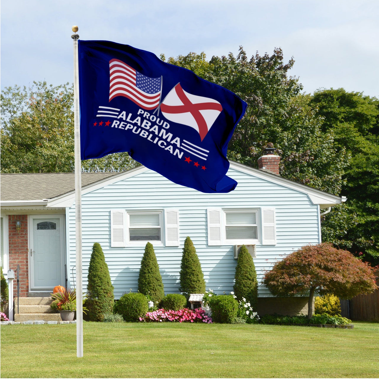 Proud Alabama Republican flag flying in front of a house