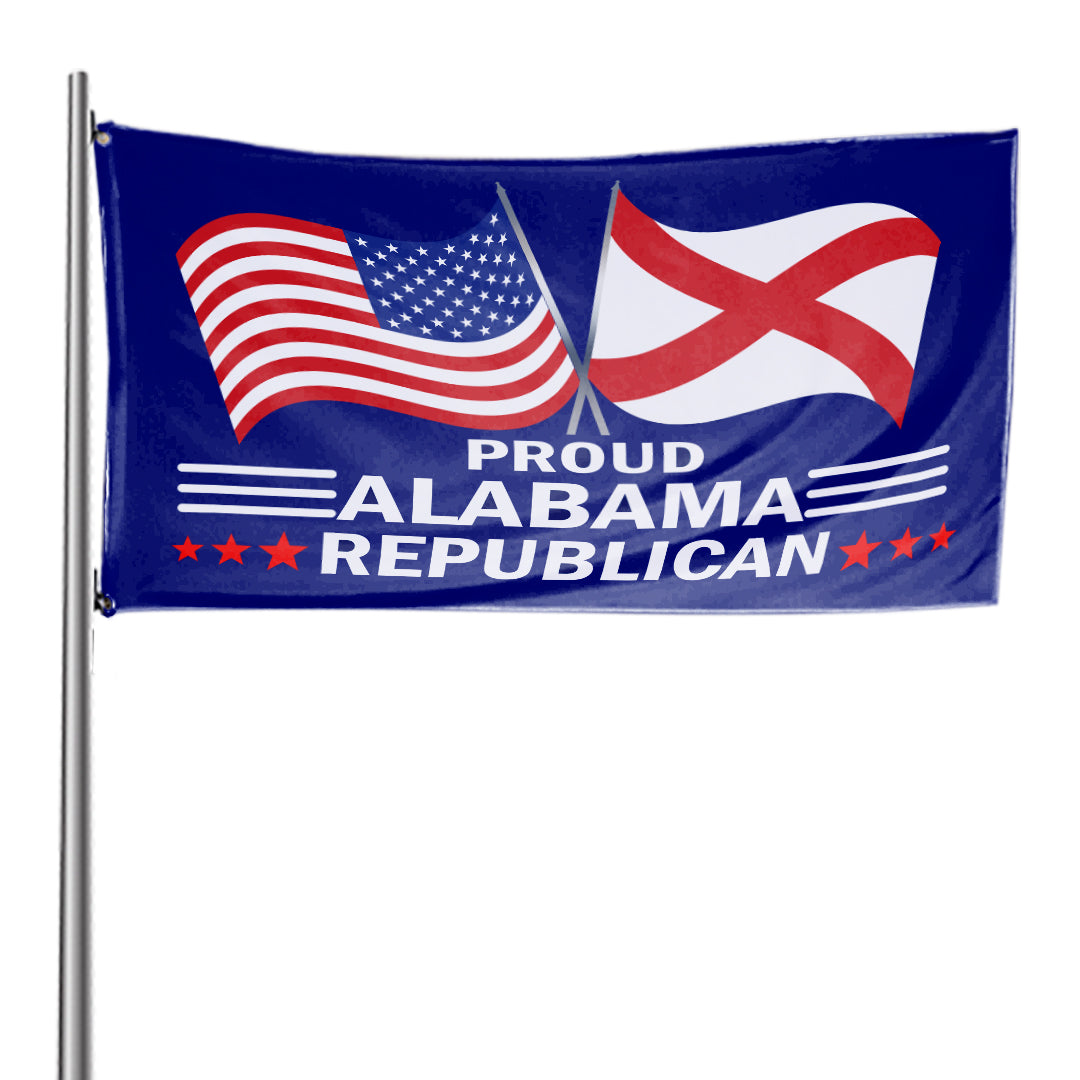 Proud Alabama Republican flag on a flagpole
