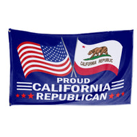 Proud California Republican 3x5 flag with American flag and California state flag