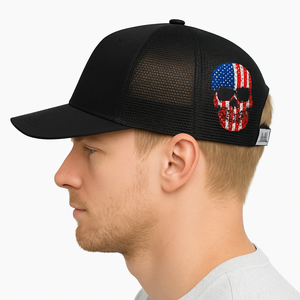 FAFO Patriotic Punisher Skull & Blackout Flag Mesh Snapback Hat