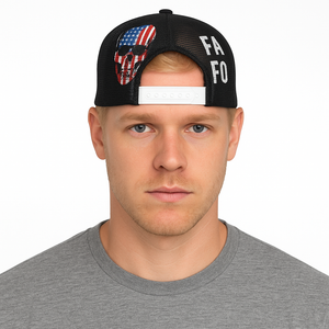 FAFO Patriotic Punisher Skull & Blackout Flag Mesh Snapback Hat