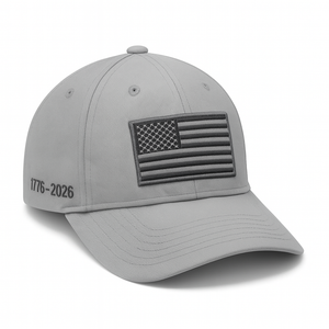 America 250th Anniversary Hat – Light Gray American Flag Baseball Cap 1776 - 2026 (Exclusive)