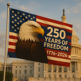 America’s 250th Anniversary Flag – 3x5 Ft Bald Eagle Patriotic Flag | 1776-2026 “250 Years of Freedom” Banner