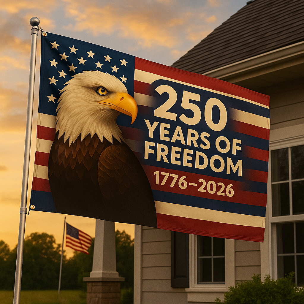America’s 250th Anniversary Flag – 3x5 Ft Bald Eagle Patriotic Flag | 1776-2026 “250 Years of Freedom” Banner