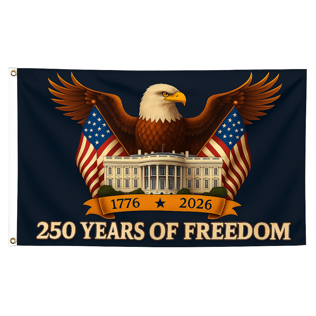 🇺🇸 250 Years of Freedom Flag – Full Size 3x5 ft Eagle & White House Patriotic Anniversary Banner (1776–2026)