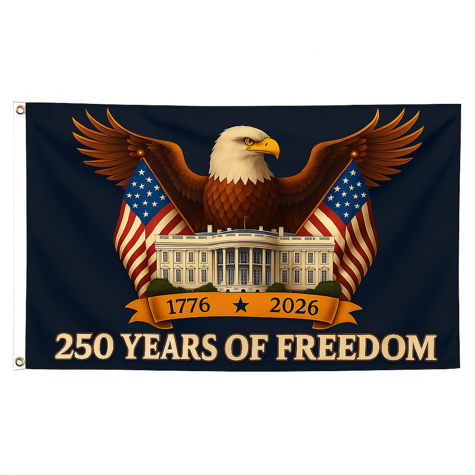 🇺🇸 250 Years of Freedom Flag – Full Size 3x5 ft Eagle & White House Patriotic Anniversary Banner (1776–2026)