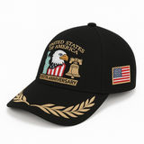 (Exclusive) United States of America 250th Anniversary Embroidered Cap — Black Patriotic Hat (1776–2026)