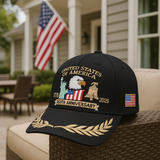 (Exclusive) United States of America 250th Anniversary Embroidered Cap — Black Patriotic Hat (1776–2026)