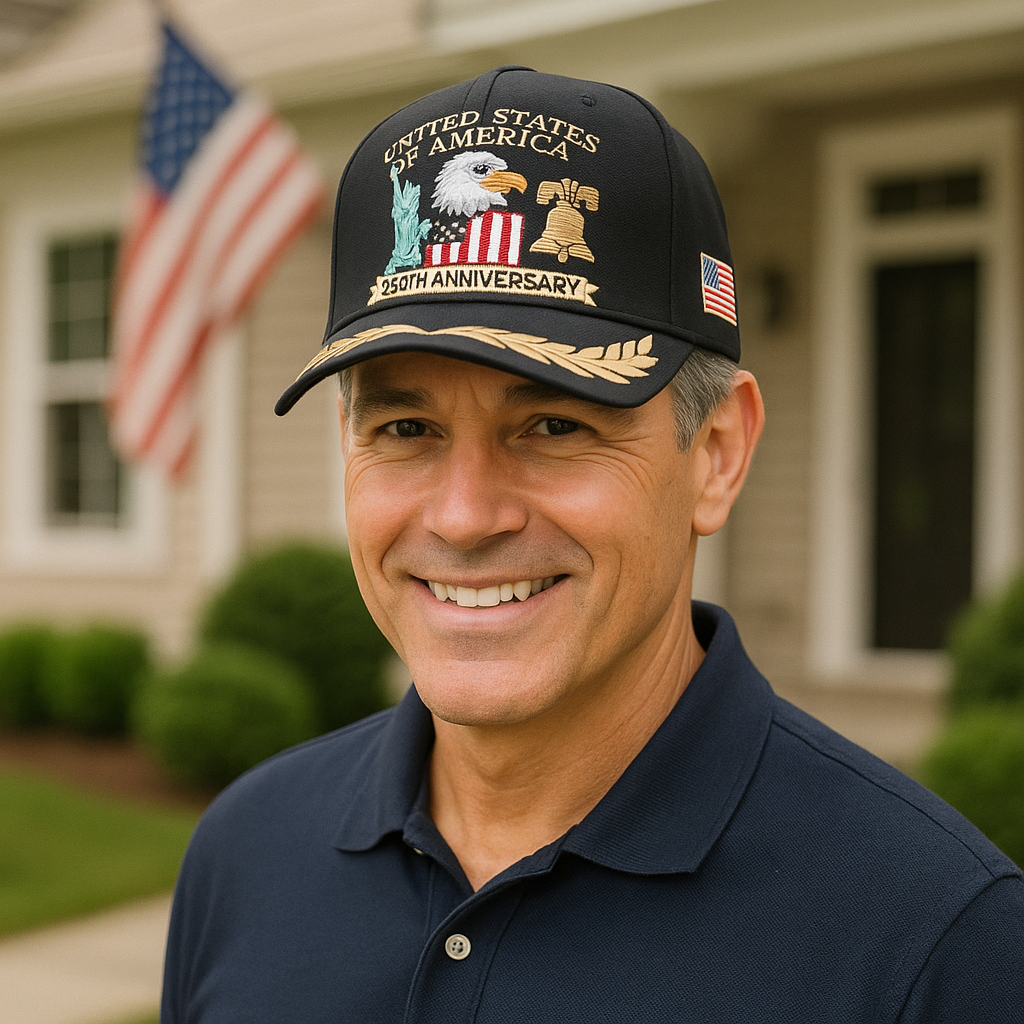 (Exclusive) United States of America 250th Anniversary Embroidered Cap — Patriotic Hat (1776–2026)