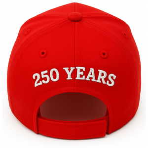 RED USA 250th Anniversary Hat (1776–2026) — Red Embroidered Cap