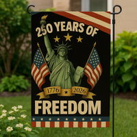 250 Years of Freedom – 4-Flag Garden Set (3-Pack + Free Holiday Flag) | 1776-2026 Patriotic Yard Flags