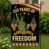 250 Years of Freedom – 4-Flag Garden Set (3-Pack + Free Holiday Flag) | 1776-2026 Patriotic Yard Flags