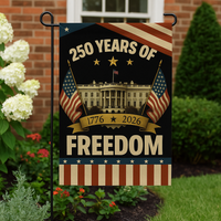 250 Years of Freedom – 4-Flag Garden Set (3-Pack + Free Holiday Flag) | 1776-2026 Patriotic Yard Flags