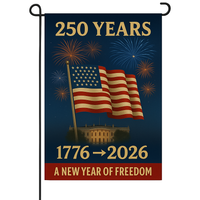 250 Years of Freedom – 4-Flag Garden Set (3-Pack + Free Holiday Flag) | 1776-2026 Patriotic Yard Flags