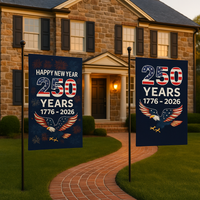 USA 250 Years Yard Flags (2-Pack) — 1776 to 2026 Patriotic Eagle + Happy New Year
