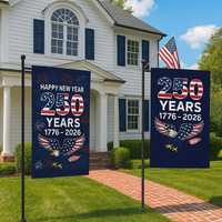 USA 250 Years Yard Flags (2-Pack) — 1776 to 2026 Patriotic Eagle + Happy New Year
