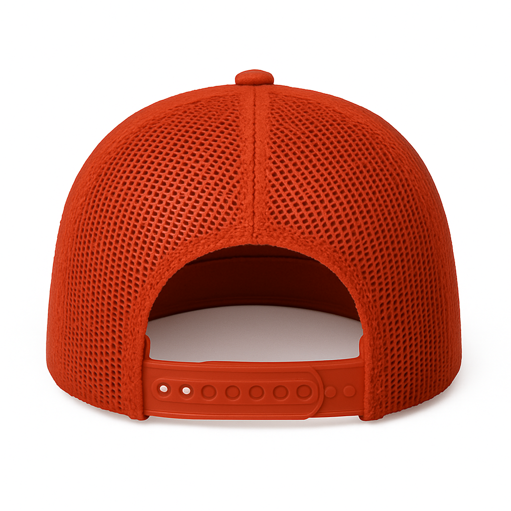 RED Freedom Hat —  Leather Patch, Mesh Snapback Hat