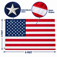 3x5 American Flag – Heavy-Duty Nylon US Flag with Embroidered Stars, Sewn Stripes & Brass Grommets | Outdoor All-Weather