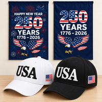 USA 250th Anniversary Cap gift set: White & Black hats with 2 Garden Flags (250 Years Set)