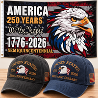 250th Anniversary Eagle Cap gift set: Charcoal & Navy hats with 3x5 Semiquincentennial Eagle Flag