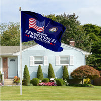Proud Kentucky Republican flag flying in front of a house