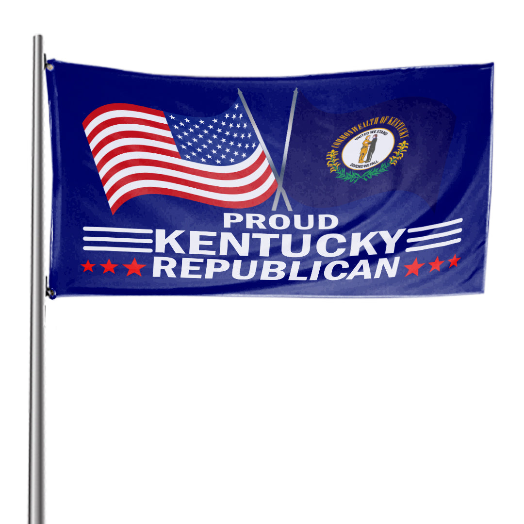 Proud Kentucky Republican flag on a flagpole