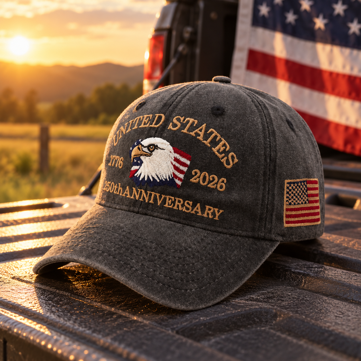 250th Anniversary Eagle Cap – Distressed Charcoal lifestyle