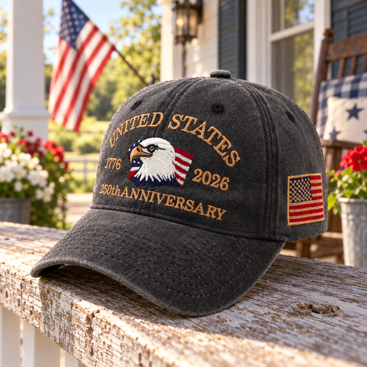 250th Anniversary Eagle Cap – Distressed Charcoal lifestyle