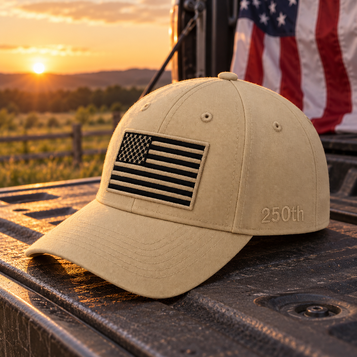 America 250th Flag Cap – Desert Sand lifestyle