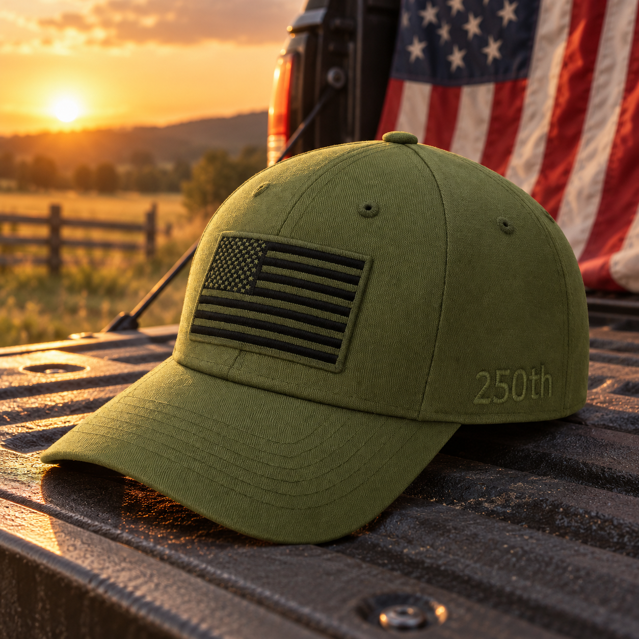 America 250th Flag Cap – Army Green lifestyle