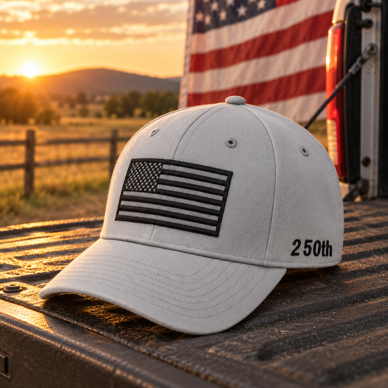 America 250th Flag Cap – Light Gray lifestyle