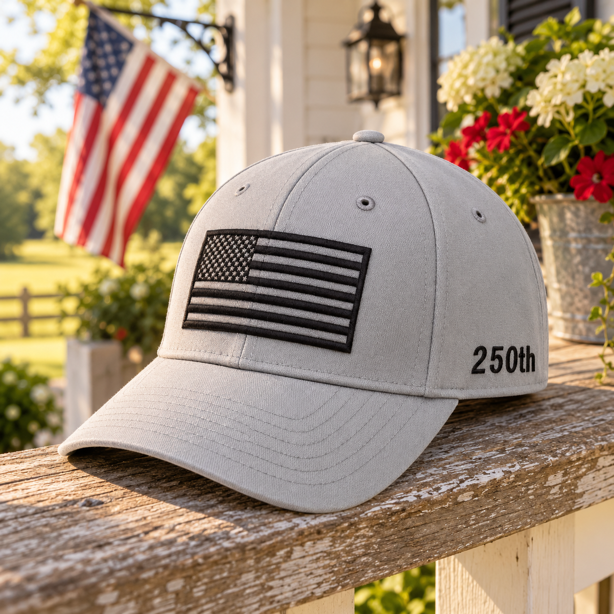America 250th Flag Cap – Light Gray lifestyle