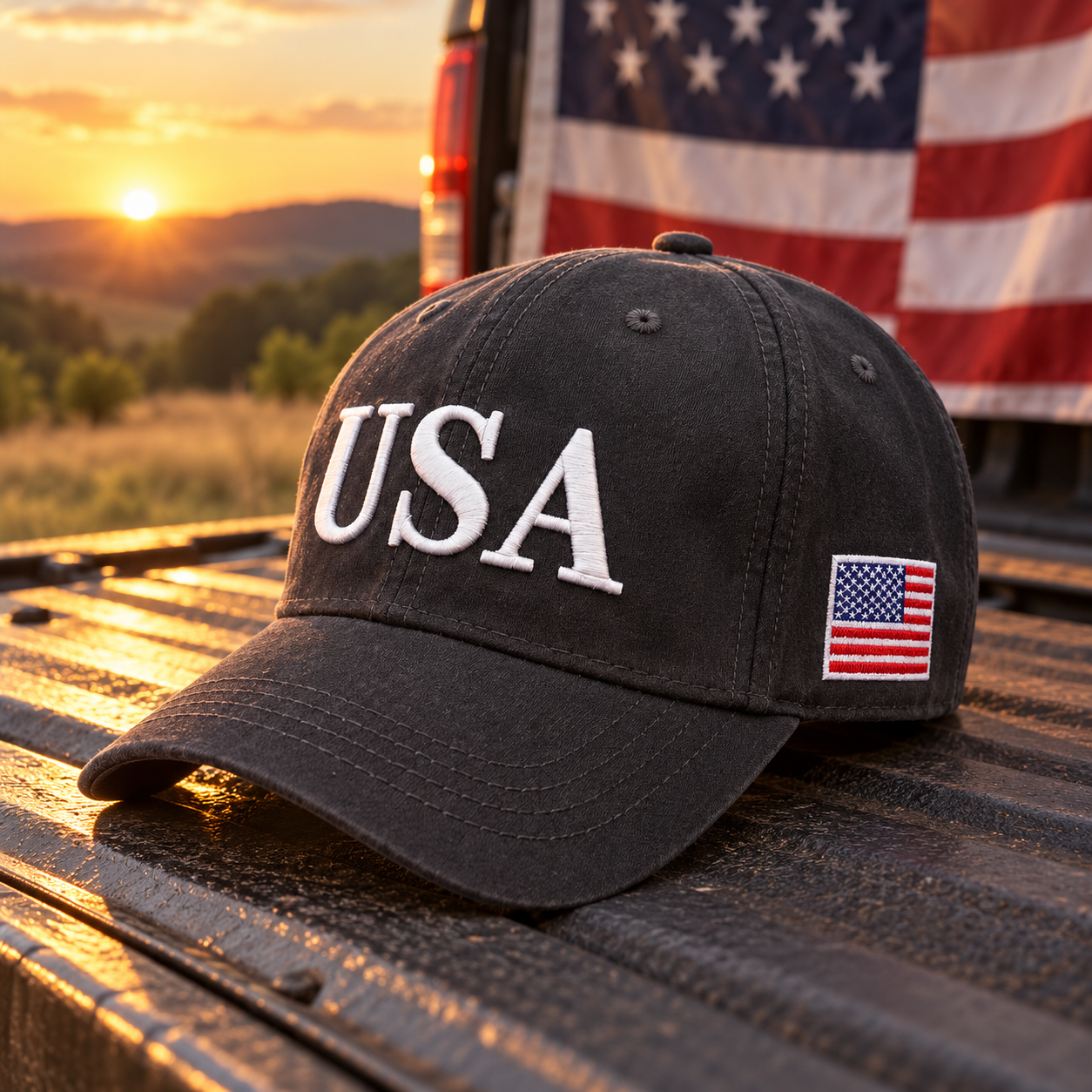 USA 250th Anniversary Cap – Distressed Charcoal lifestyle